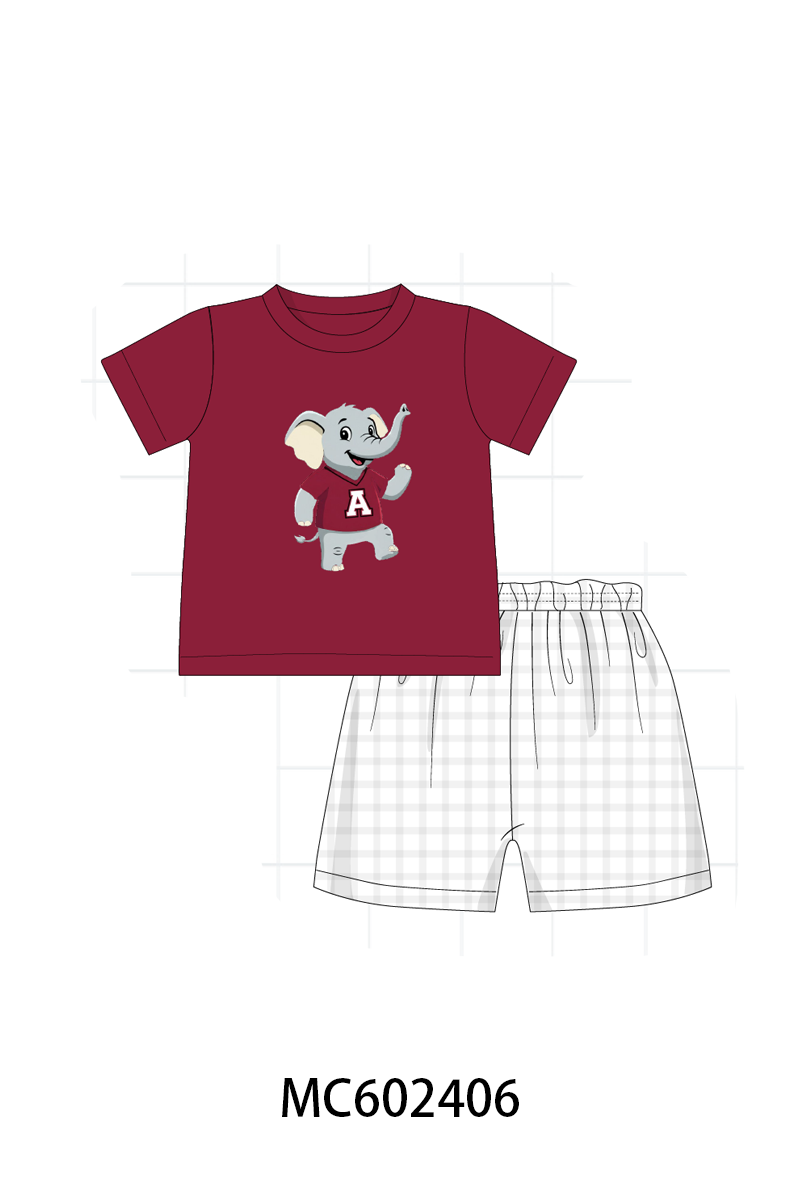 PO82 Maroon Alabama elephant embroidery collection