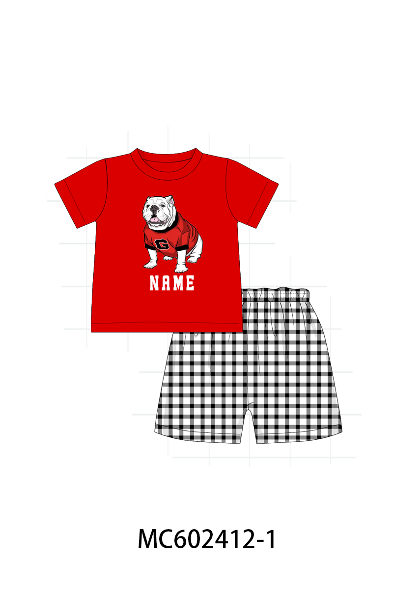 PO82 Red GEORGIA monogram embroidery collection