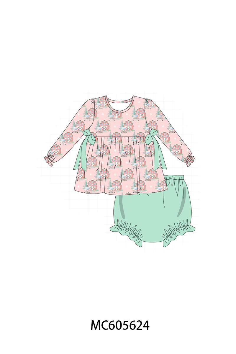PO93 Pink christmas house ruffle collection