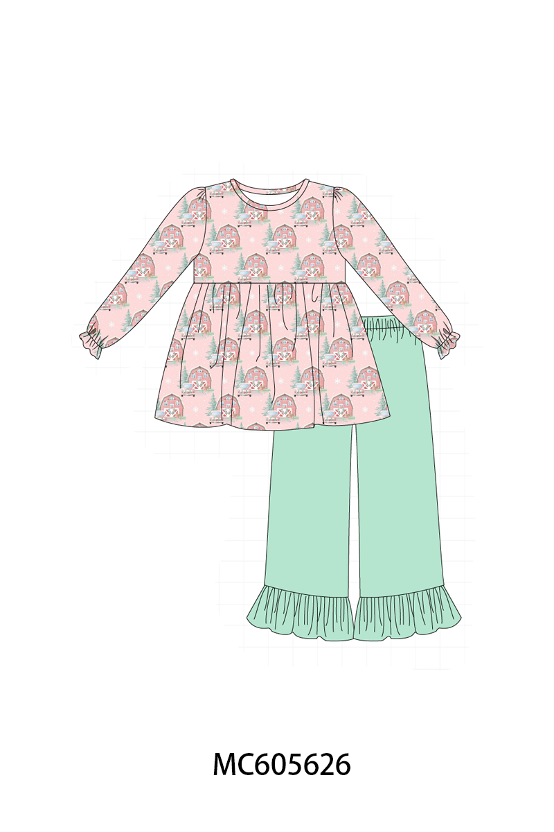 PO93 Pink christmas house ruffle collection