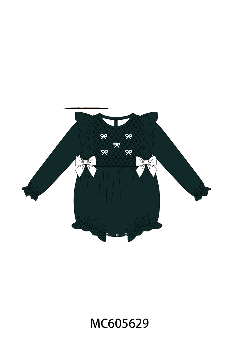 PO93 Forest velvet bow smocked ruffle collection