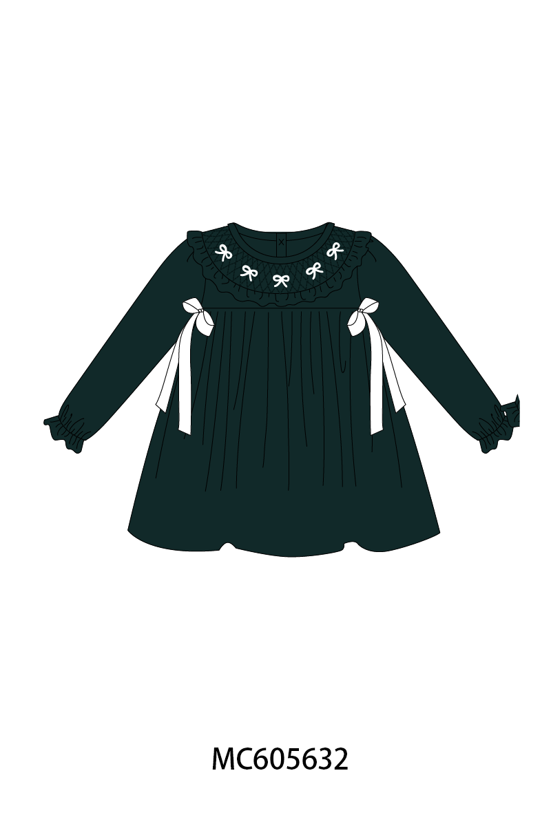 PO93 Forest velvet bow smocked ruffle collection