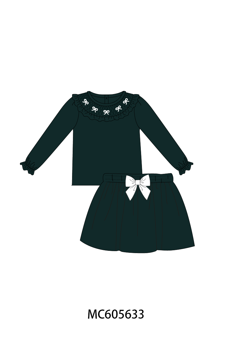 PO93 Forest velvet bow smocked ruffle collection