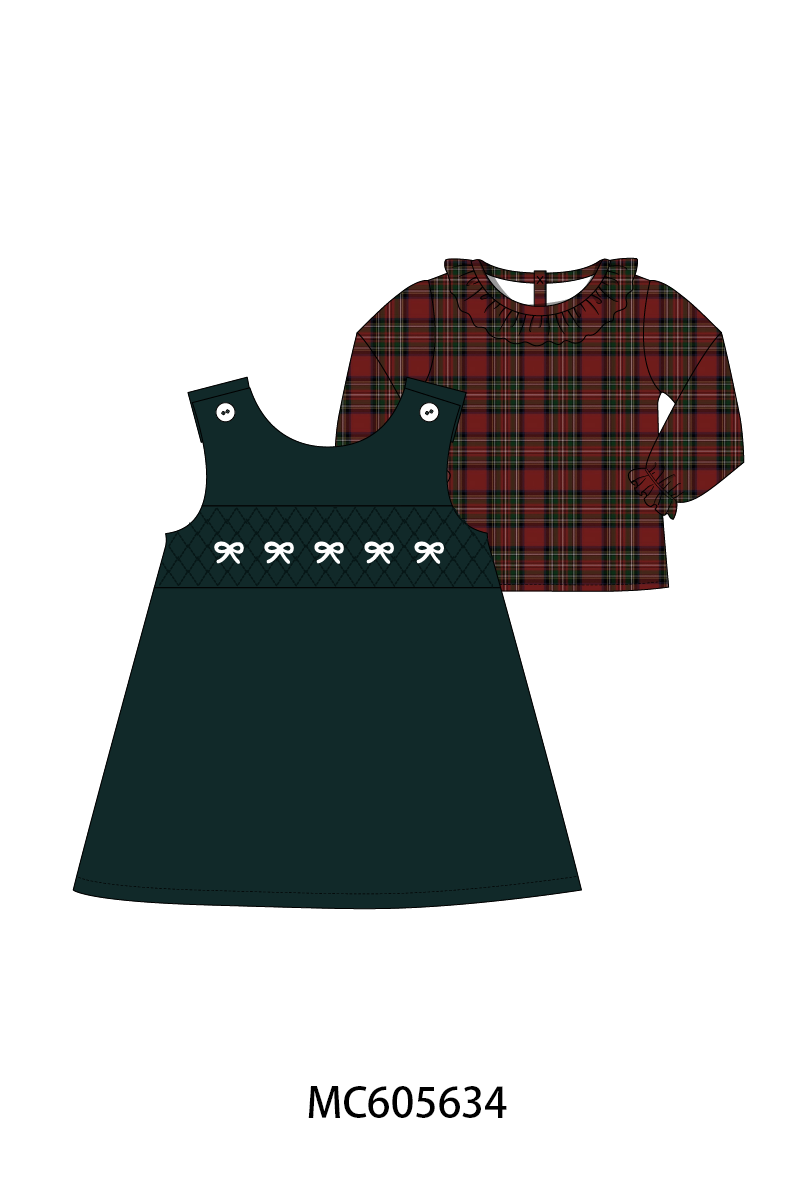 PO93 Forest velvet bow smocked ruffle collection