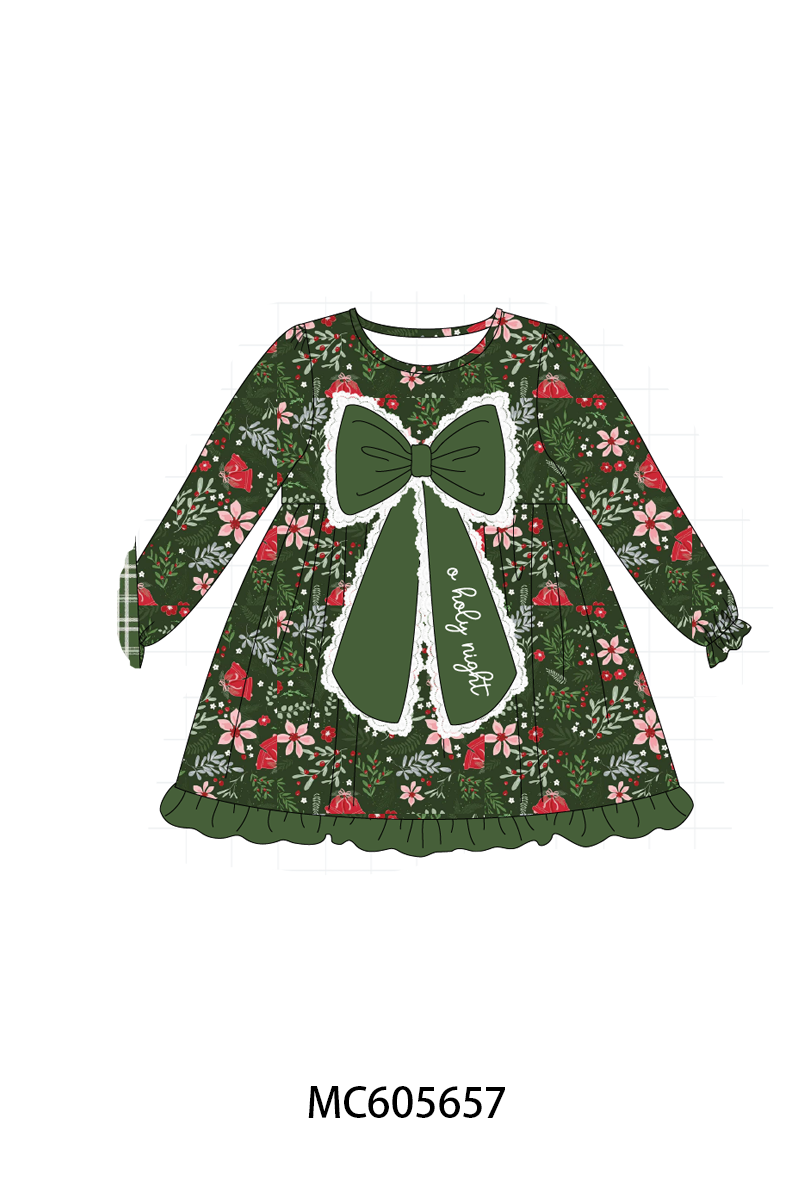 PO93 Green floral print bow collection
