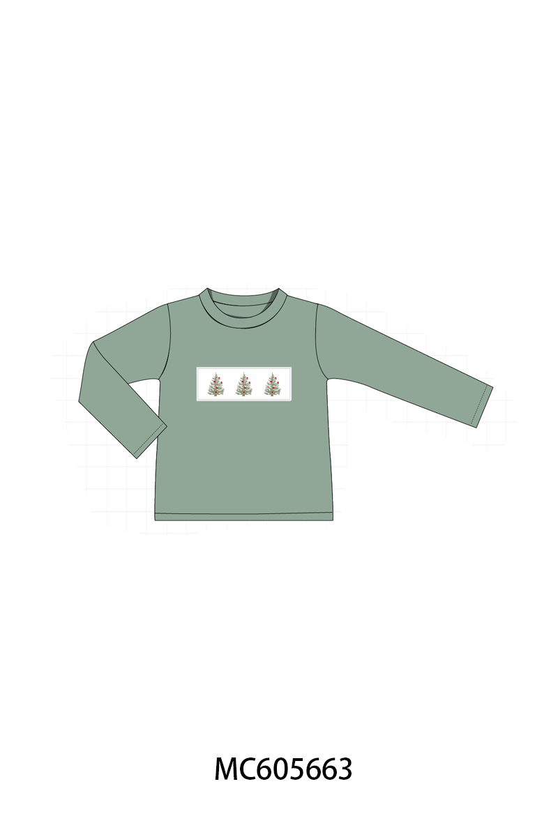 PO93 Red&sage christmas tree holly smocked collection