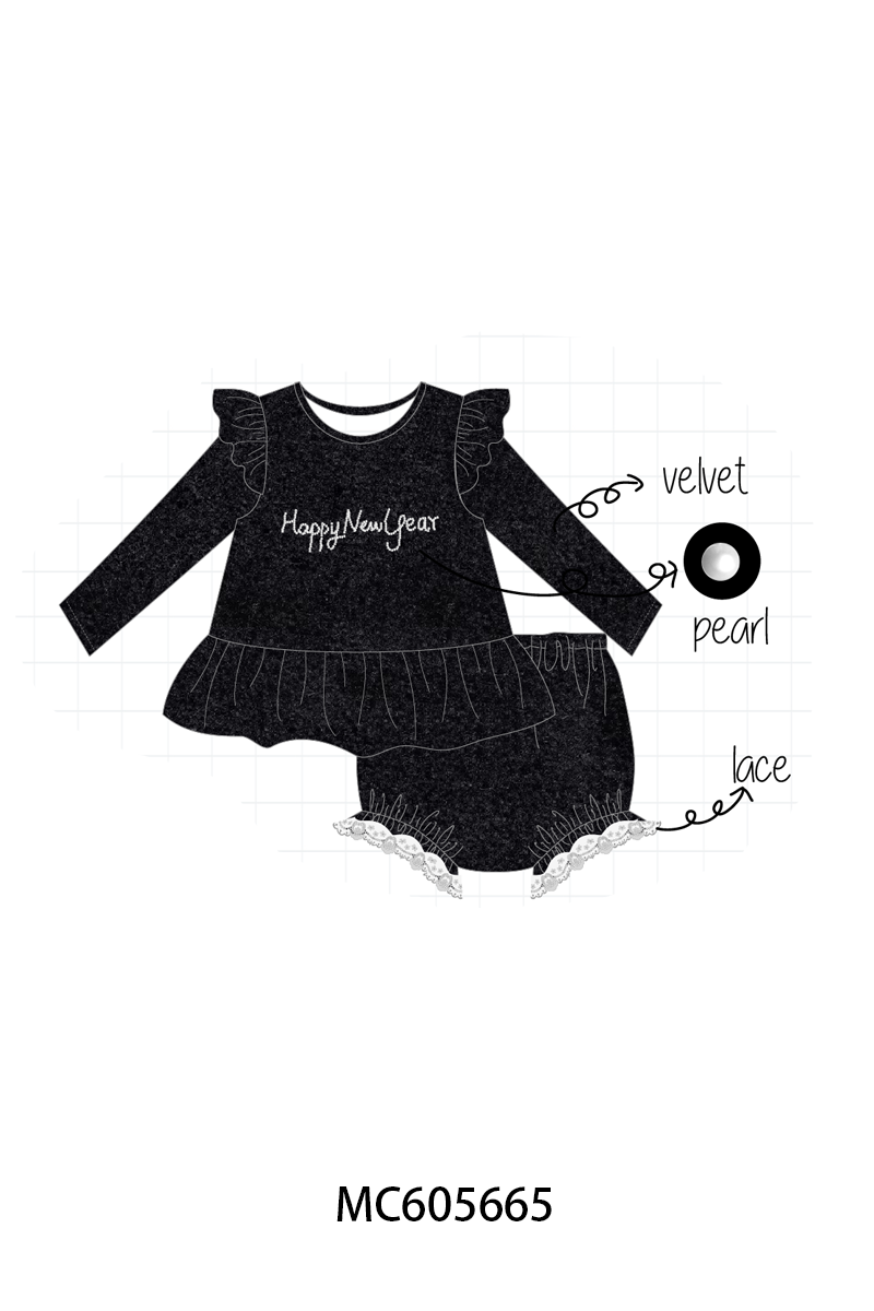 PO93 Black happy new year velvet pearl collection