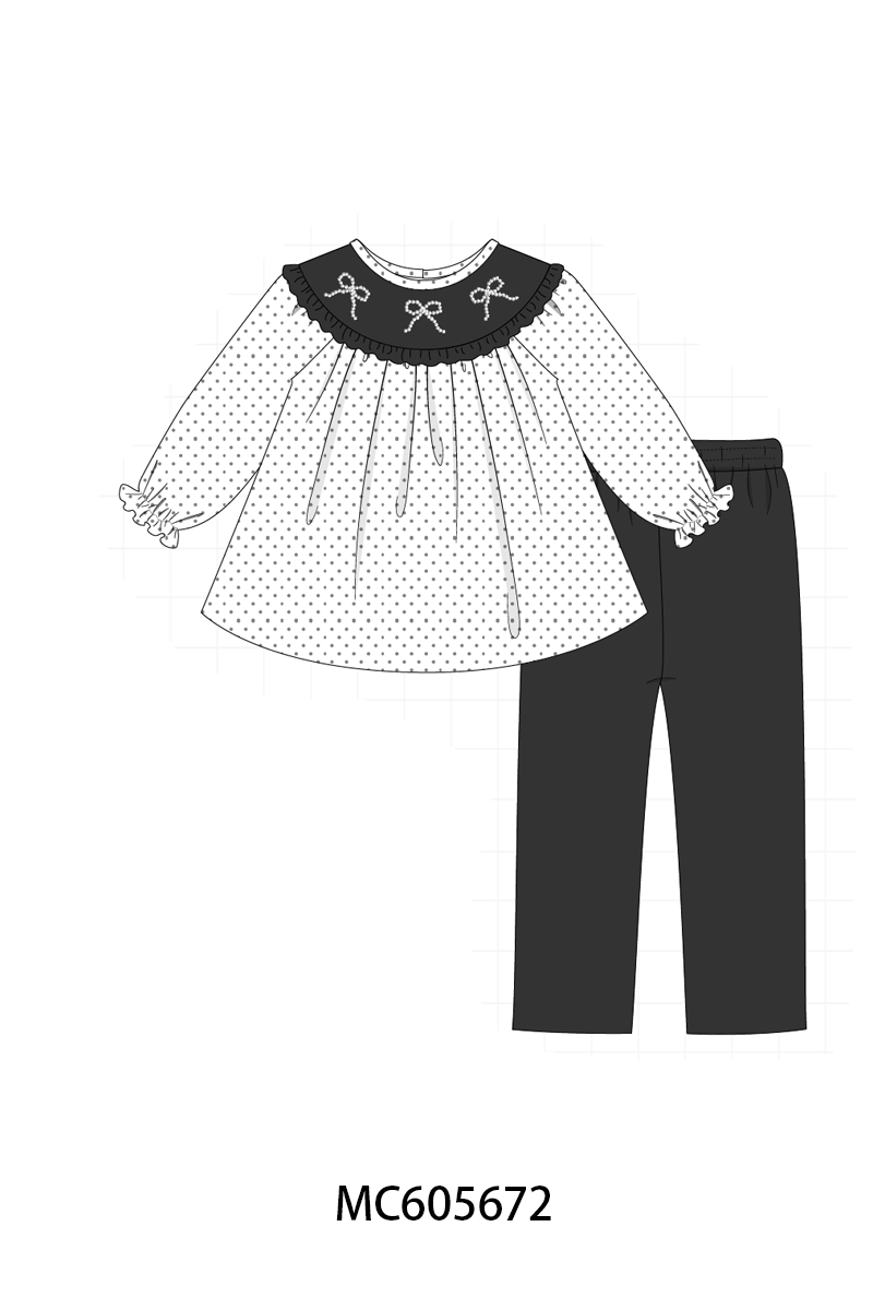 PO93 White bow pearl stich dot collection