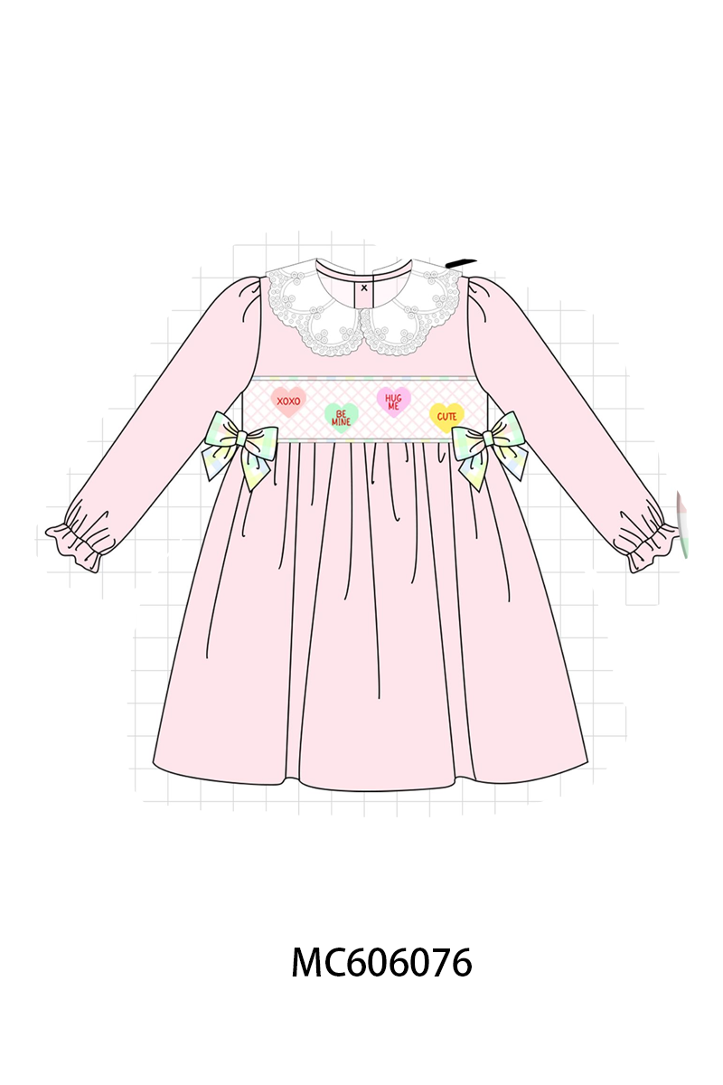 PO95 Pink heart smocked plaid collection