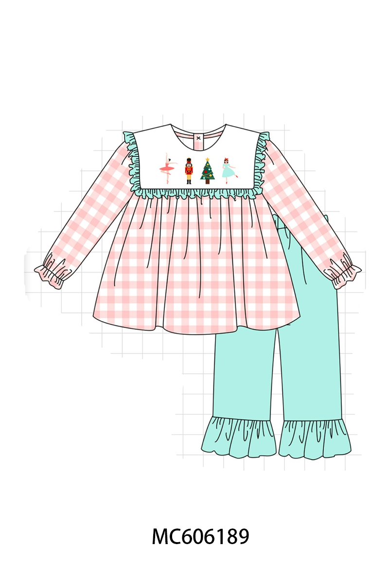 PO95 Pink nutcracker embroidery gingham collection