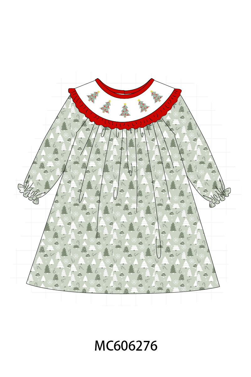 PO95 Green christmas tree embroidery collection