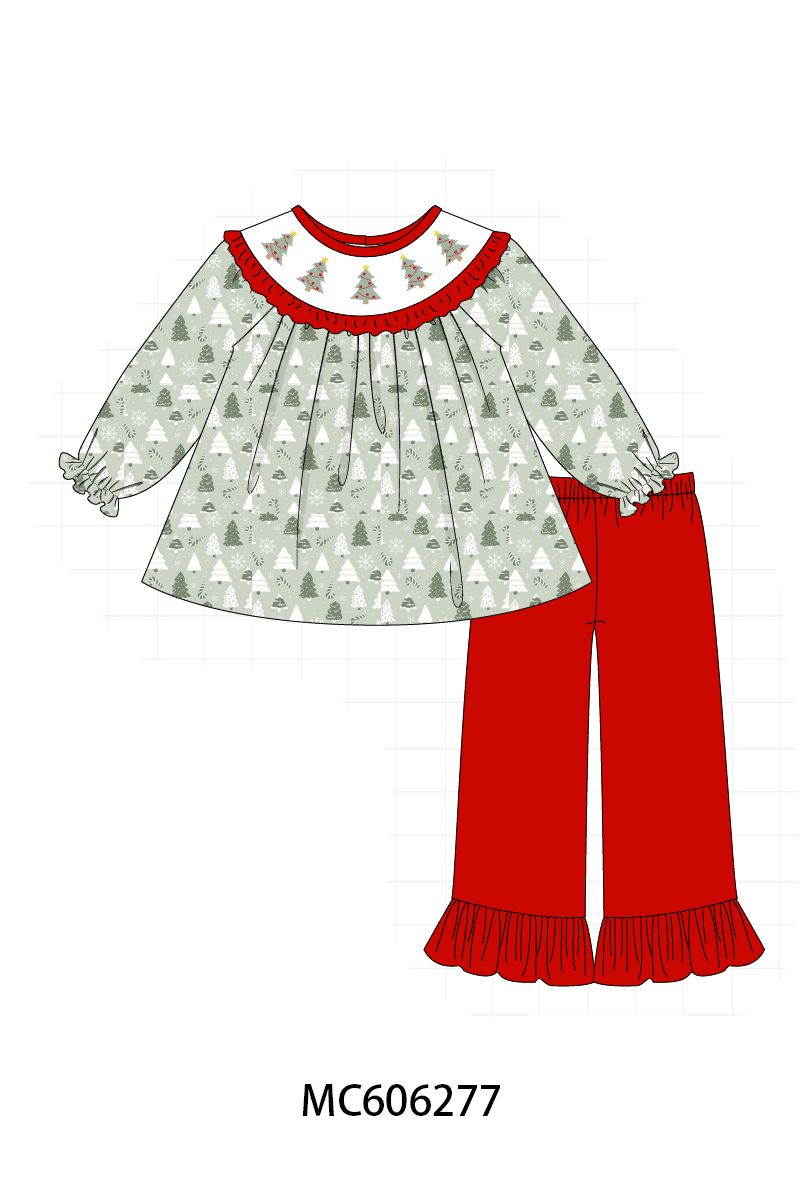 PO95 Green christmas tree embroidery collection