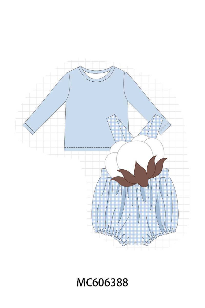 PO95 Blue&pink cotton applique gingham collection