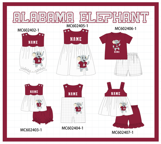 PO82 Maroon Alabama elephant monogram embroidery collection
