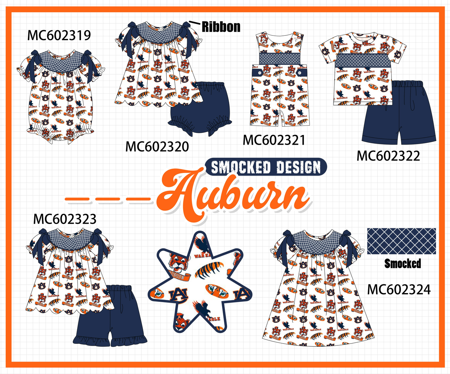 PO82 Navy Auburn smocked collection