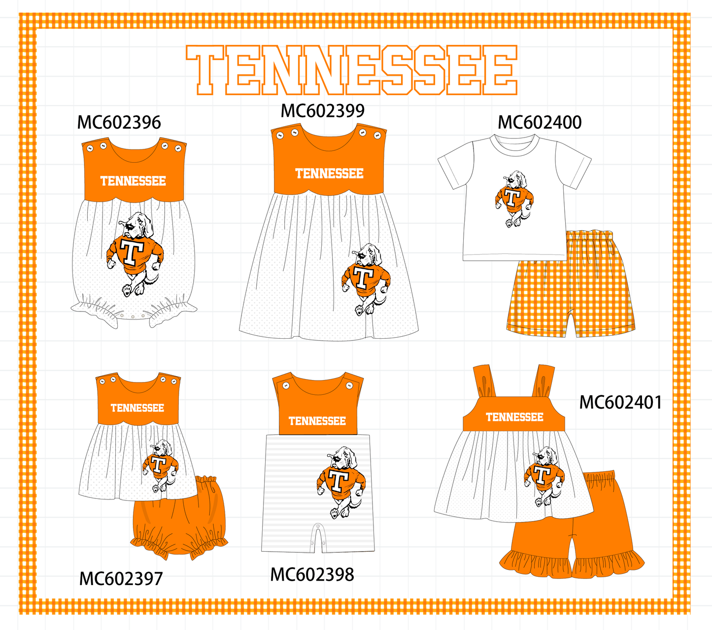 PO82 Orange Tennessee embroidery collection