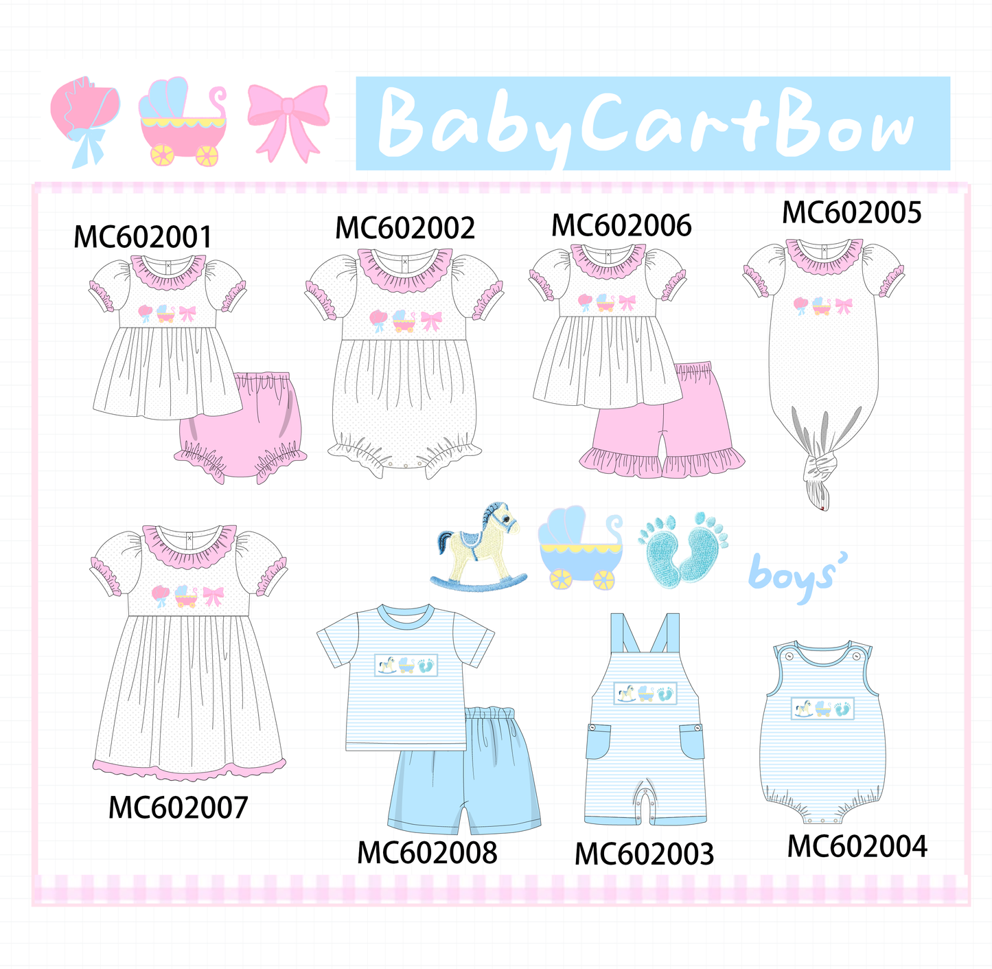 PO81 Pink baby cart bow collection