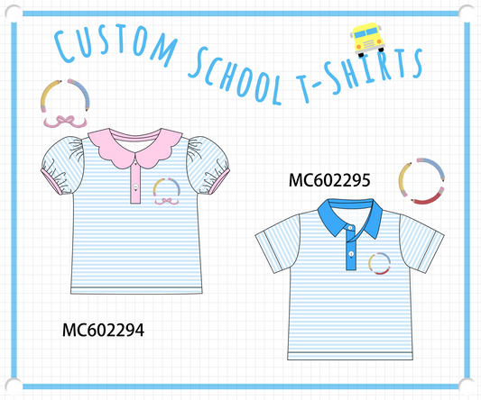 PO81 Pink&blue pencil embroidery stripe collection