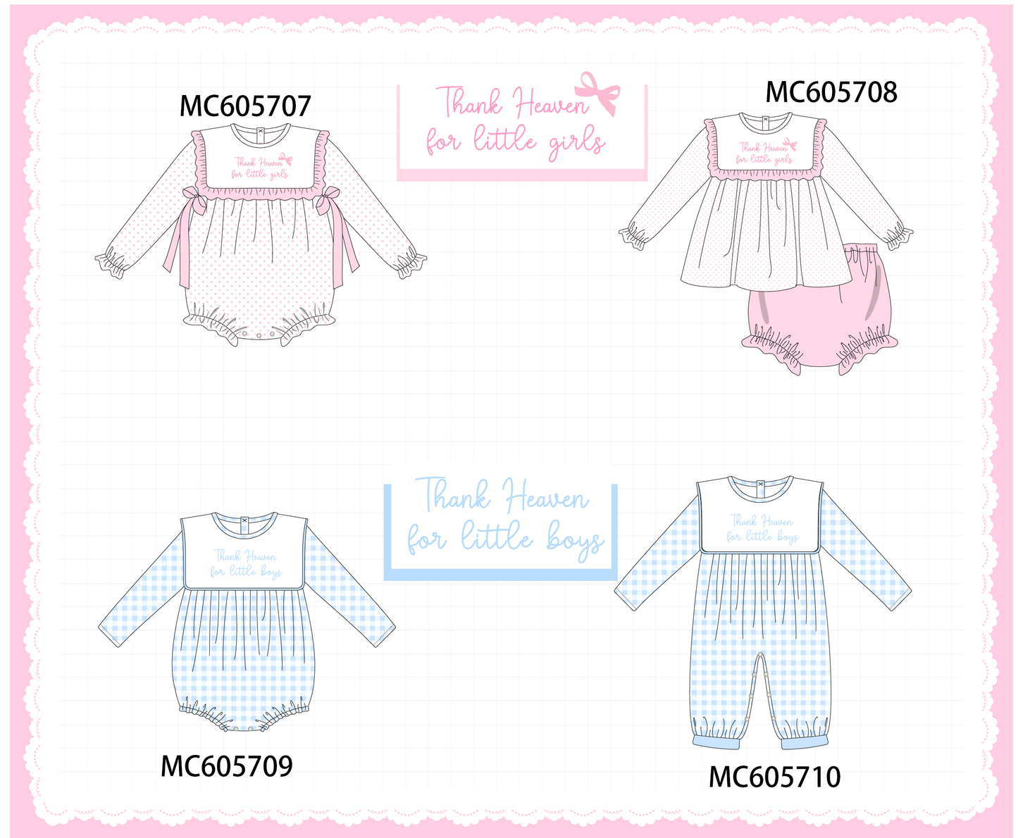 PO93 Pink&blue embroidery dot gingham collection