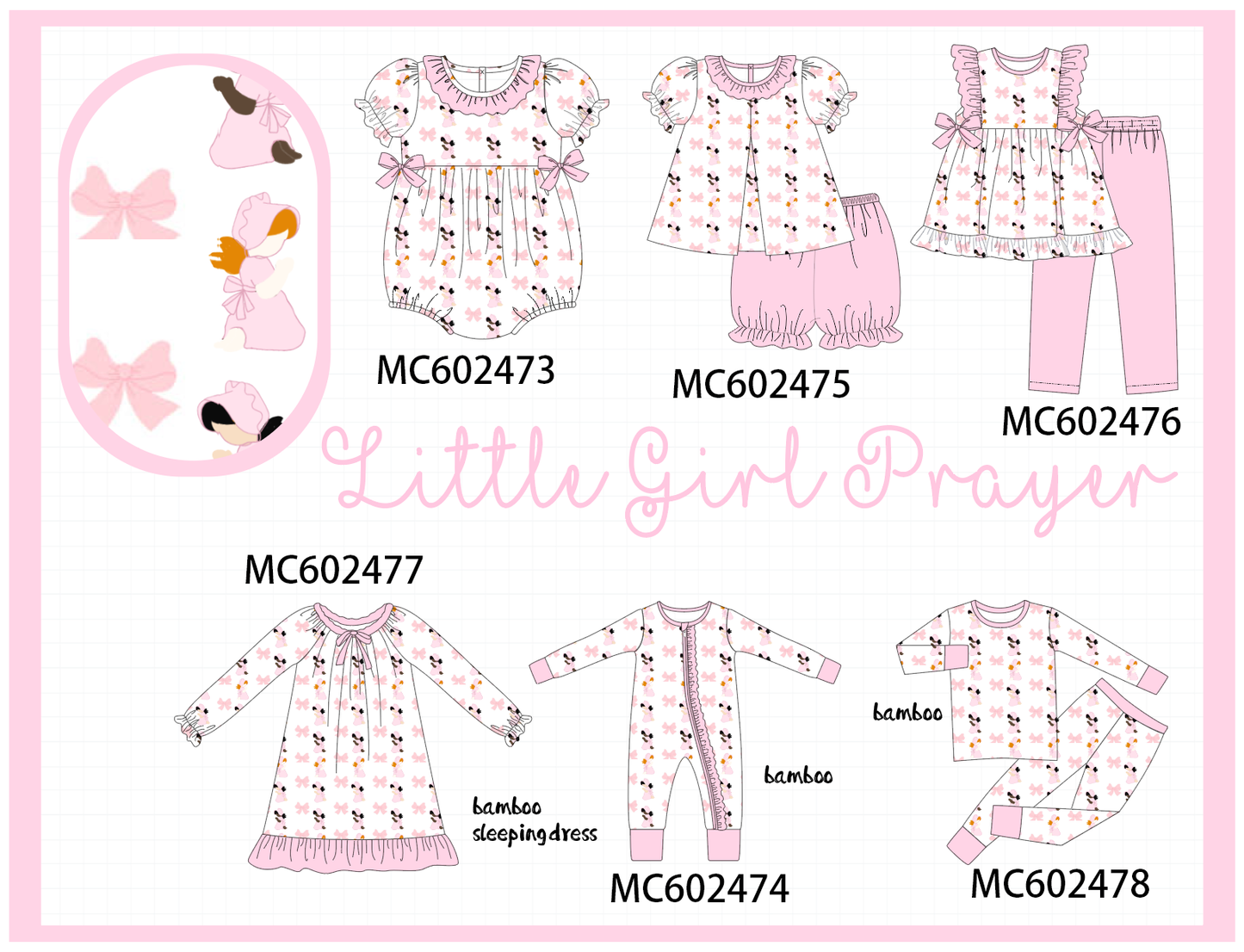 PO82 Pink bow litter girl print collection