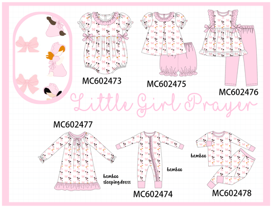 PO82 Pink bow litter girl print collection