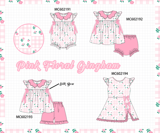 PO81 Pink floral print gingham ruffle collection