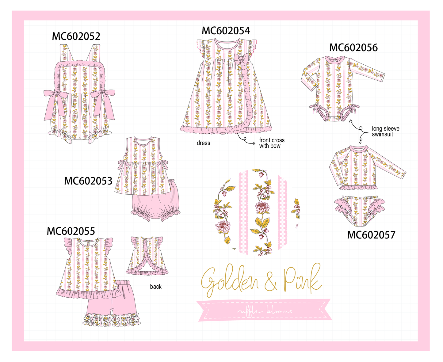 PO81 Pink garden print ruffle collection