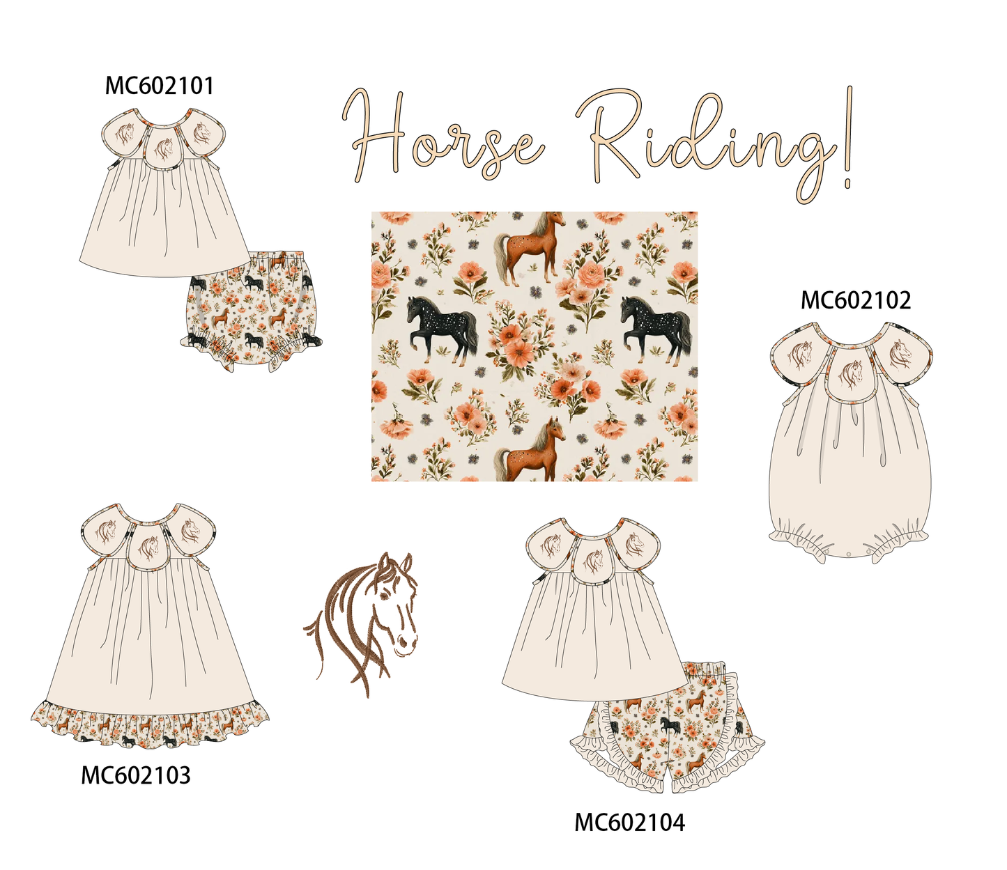 PO81 Pink horse embroidery collection