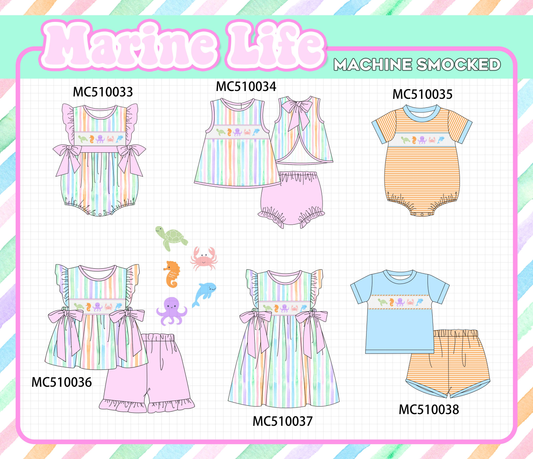 PO69 Purple marine smocked stripe collection