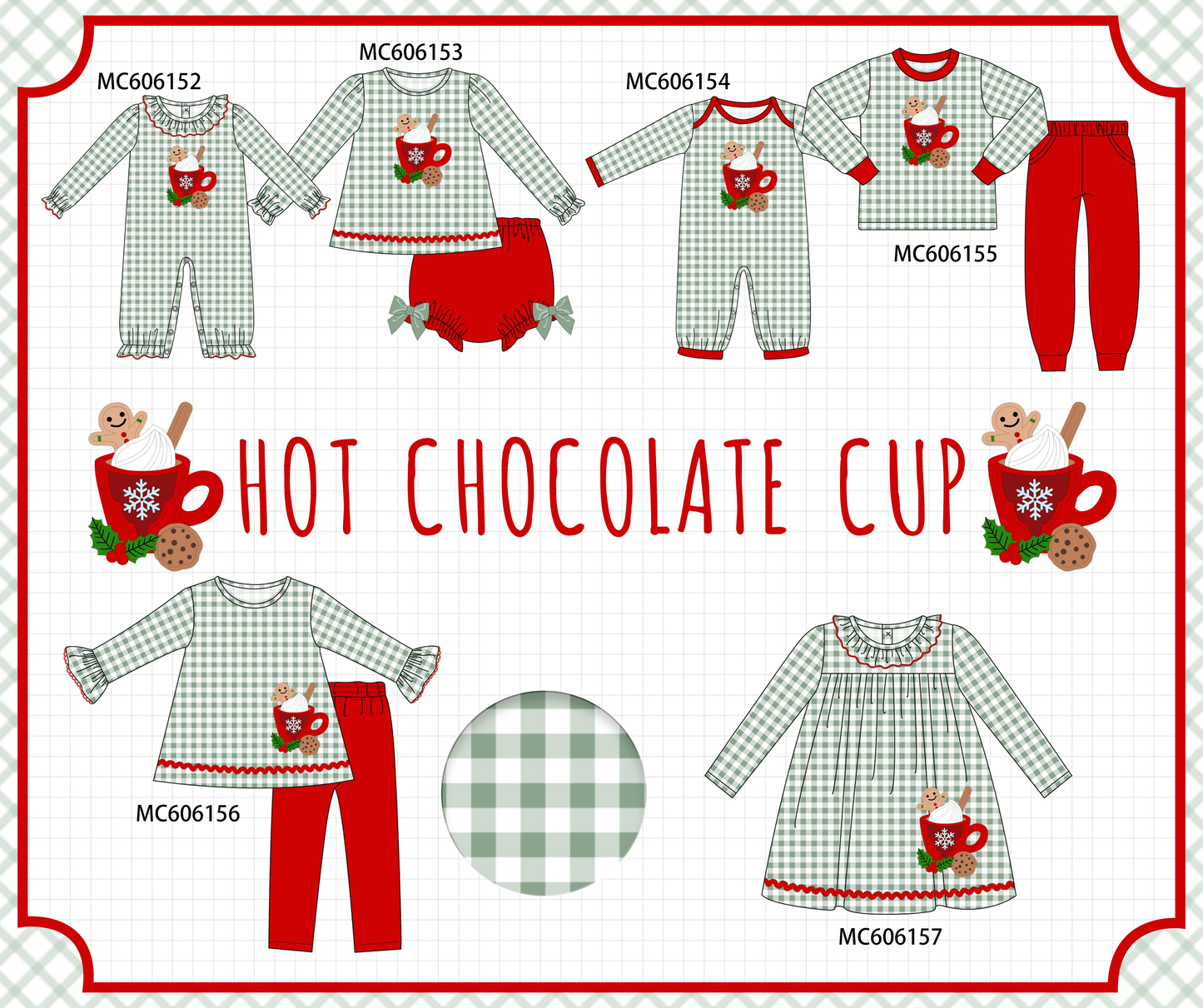 PO95 Red christmas gingerbread applique gingham collection