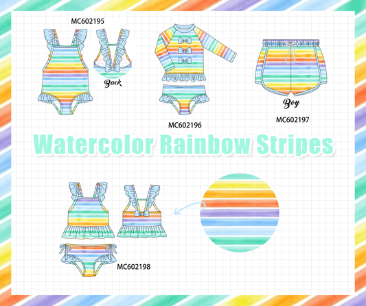 PO81 Watercolor rainbow stripe swimsuit collection