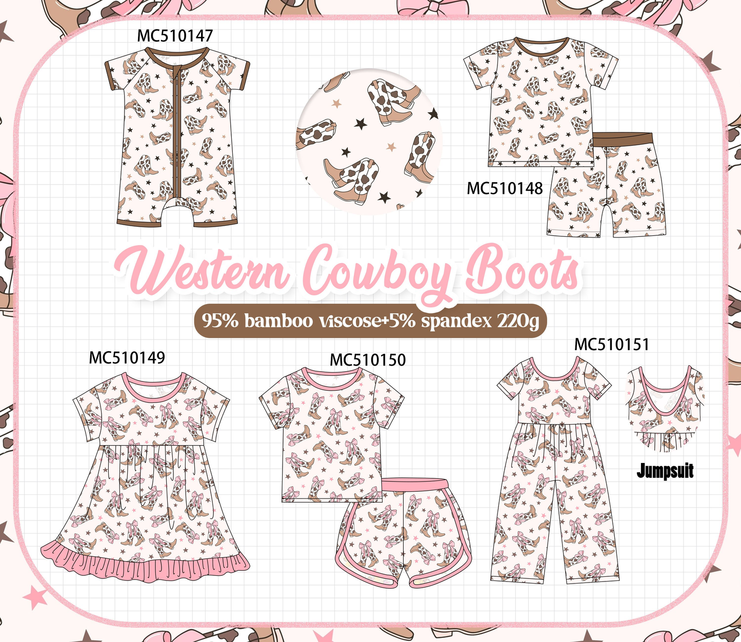 PO69 Western cowboy boots print bamboo collection