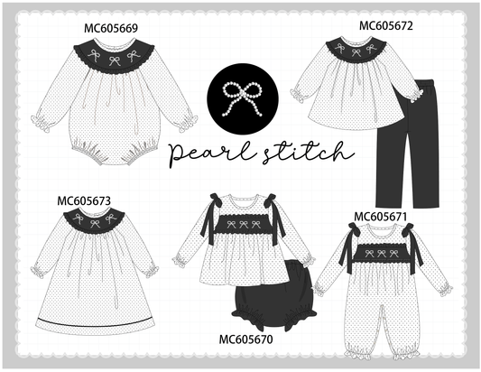 PO93 White bow pearl stich dot collection